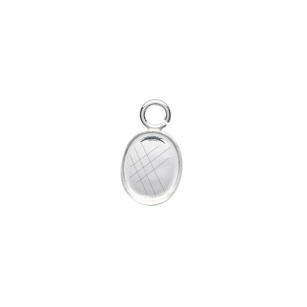 Drop, fine silver, 10x8mm oval bezel cup setting with open loop. Sold per pkg of 4. image number 0