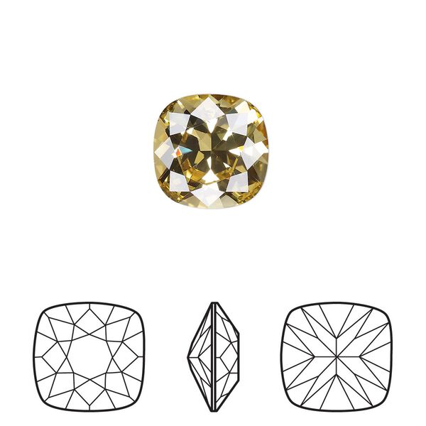 Fancy stone 1pk dark jonquil foil back, Crystal Passions® Regenerated 12mm cushion 4470 image number 0