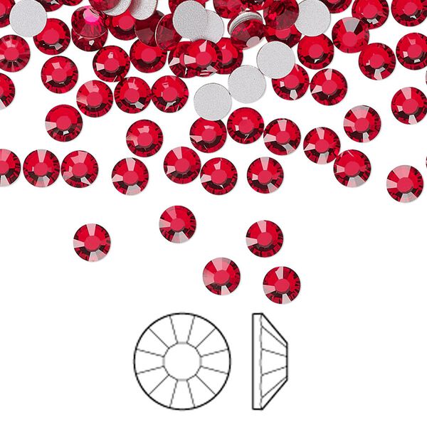 Flat back 1440pk light Siam foil back, Preciosa Viva 12® Czech crystal rhinestone 3.8-4mm chaton rose round SS16 image number 0
