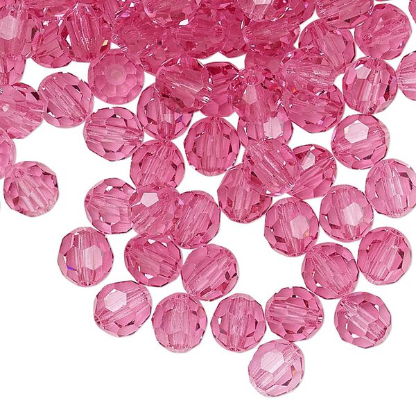 Bead 24pk rose, Preciosa Czech crystal 6mm round image number 0
