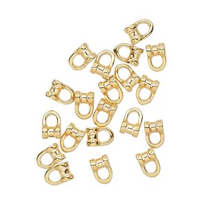 Crimp, gold-plated brass, 6x4mm tube with loop, 1.5mm inside diameter. Sold per pkg of 20.