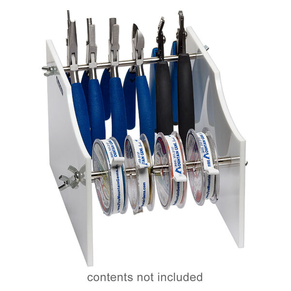 Rack, Beadalon® Spool Tamer™, acrylic and steel, white and blue, 5-1/4 x 5-3/4 x 7-3/4 inches. Sold individually. image number 0
