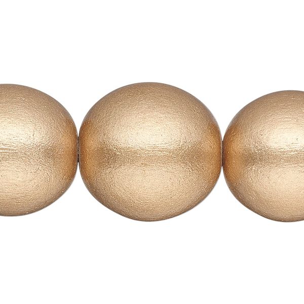 Bead, painted Taiwanese cheesewood (coated), metallic gold, 19-20mm round. Sold per 15-1/2" to 16" strand. image number 0