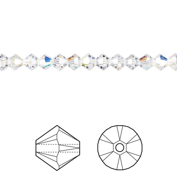 Bead 48pk crystal AB, Crystal Passions® 4mm bicone 5328 image number 0