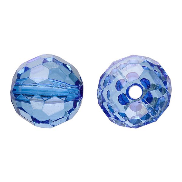 Bead, acrylic, blue, 20mm faceted round. Sold per 100-gram pkg, approximately 20 beads. image number 0