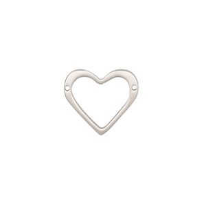 Link, stainless steel, 16x14mm double-sided open heart. Sold per pkg of 2.