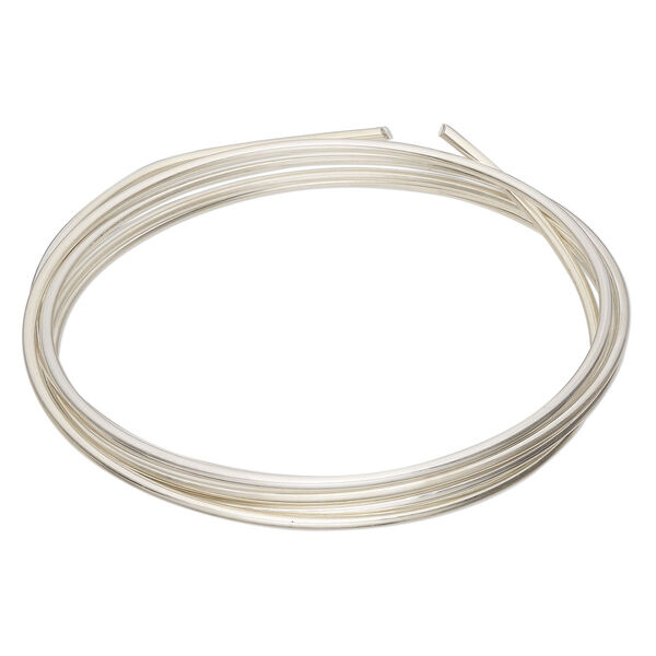 Wire, Argentium® silver, half-hard, round, 12 gauge. Sold per pkg of 5 feet. image number 0