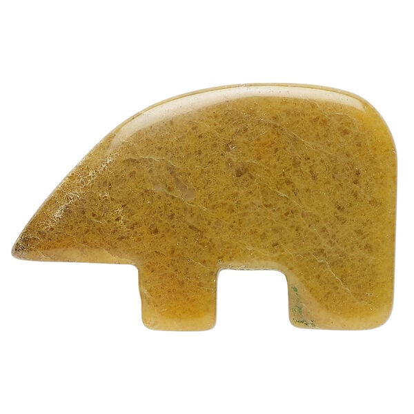 Golden "jade" 1pkg1, top-drilled and half-drilled Zuni-style bear focal natural, 39x26mm-43x32mm medium-dark image number 2