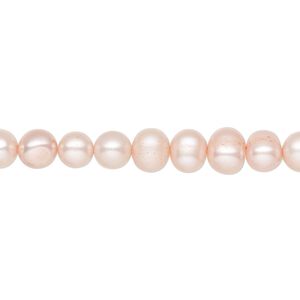 Pearl 1pkg1, cultured freshwater, semi-round C grade, 15 inch 4-5mm dyed salmon