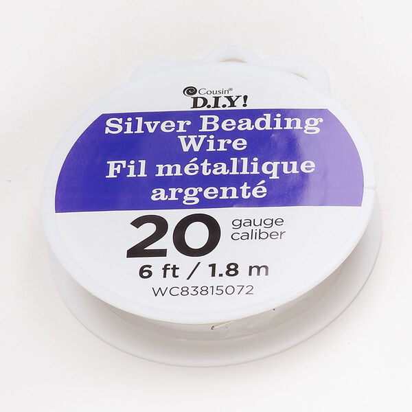 Wire, steel and copper, pkg/6 feet, round, silver finish, 20 gauge. image number 0