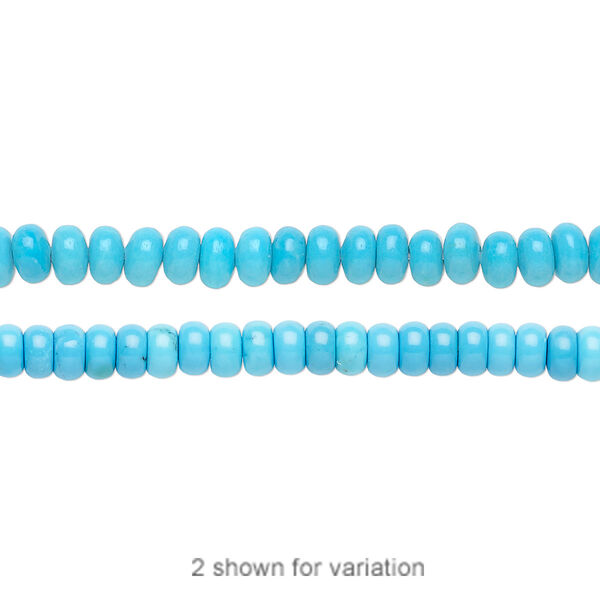 Bead, magnesite (dyed / stabilized), blue, 4x2mm rondelle, B grade, Mohs hardness 3-1/2 to 4. Sold per 15-1/2" to 16" strand. image number 0
