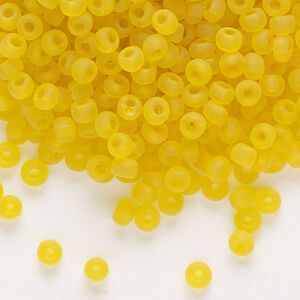 Seed bead, glass, pkg/50g, #6 rocaille, transparent matte yellow.