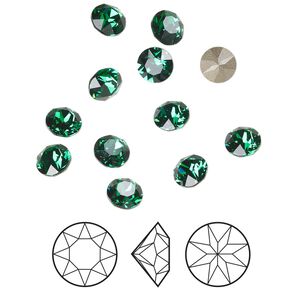 Chaton 12pk majestic green foil back, Crystal Passions® 6.14-6.32mm round SS29 1088