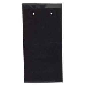 Earring card, flocked plastic, black, 4x2-inch rectangle with leverback tabs. Sold per pkg of 25.