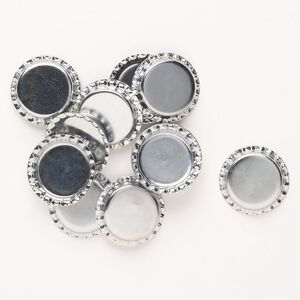 Component, steel, pkg/14, chrome finish, 34mm bottle cap with 5mm depth.