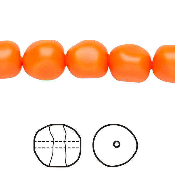 Pearl 10pk neon orange, Crystal Passions® 10mm baroque 5840 image number 0