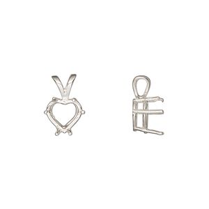 Pendant, Sure-Set™, sterling silver, 8mm with pre-notched 6-prong heart basket setting. Sold individually.