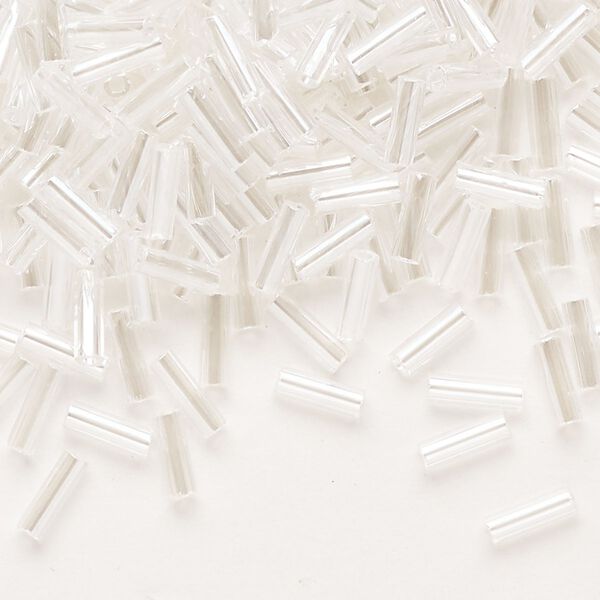 Bead, Preciosa Ornela Czech glass, bugle bead, pkg/50g, 1/4 inch, luster translucent clear, (48102). image number 0
