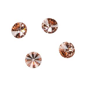 Chaton 144pk rose peach foil back, Swarovski® 8.16-8.41mm rivoli SS39 1122