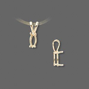 Pendant, Sure-Set™, 14Kt gold, 8x4mm with 4-prong marquise basket setting. Sold individually.