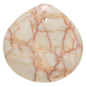 Redline marble 1pkg1, top-drilled puffed teardrop focal, 39x37mm-40x38mm