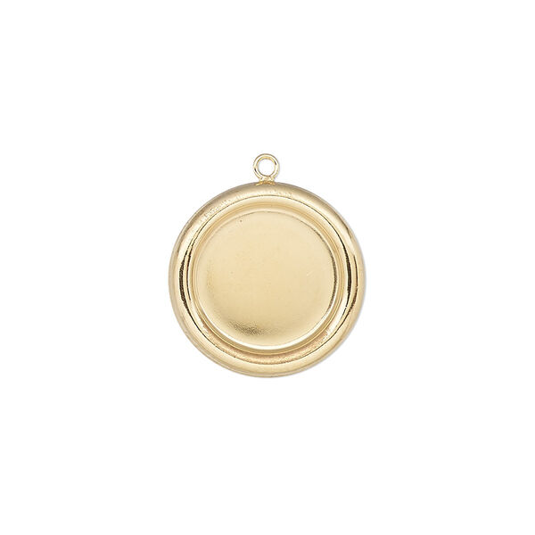 Drop, 14Kt gold-filled, 16mm single-sided round with 12mm round setting. Sold individually. image number 0
