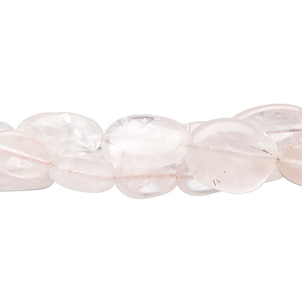 Rose quartz 1pkg3, hand-cut puffed oval bead 14 inch mix 7x6mm-17x10mm image number 0