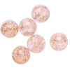 Bead, lampworked glass, clear / pink / glow-in-the-dark / gold, 12mm round. Sold per pkg of 6. image number 0
