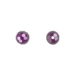 Bead, acrylic, purple, 8mm faceted round. Sold per 100-gram pkg, approximately 330-390 beads.