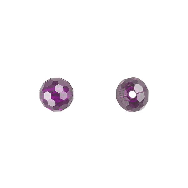 Bead, acrylic, purple, 8mm faceted round. Sold per 100-gram pkg, approximately 330-390 beads. image number 0