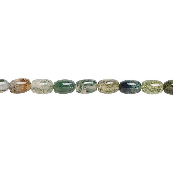 Bead, moss agate (natural), 6x4mm oval, B grade, Mohs hardness 6-1/2 to 7. Sold per 15-1/2" to 16" strand. image number 0