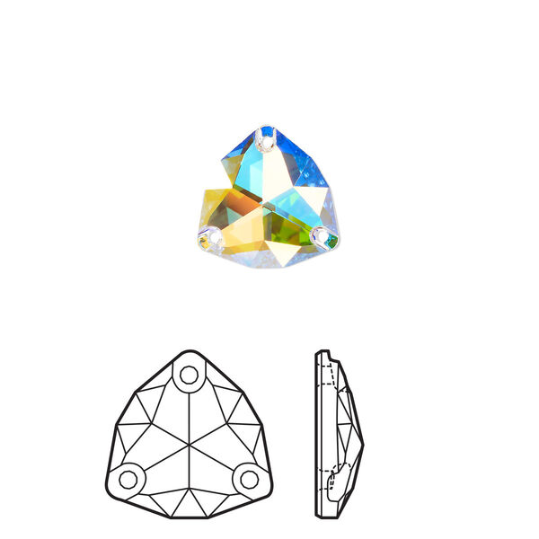 Sew-on 1pk crystal AB foil back, Crystal Passions® 20mm trilliant 3272 image number 0