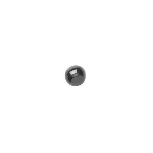 Cabochon, black star diopside (natural), 6mm non-calibrated round, C grade, Mohs hardness 5-1/2 to 6. Sold per pkg of 2. image number 0