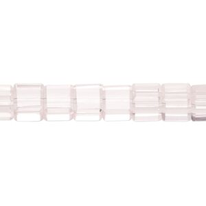 Bead, glass, transparent pink, 7mm cube. Sold per 8-inch strand, approximately 30 beads.