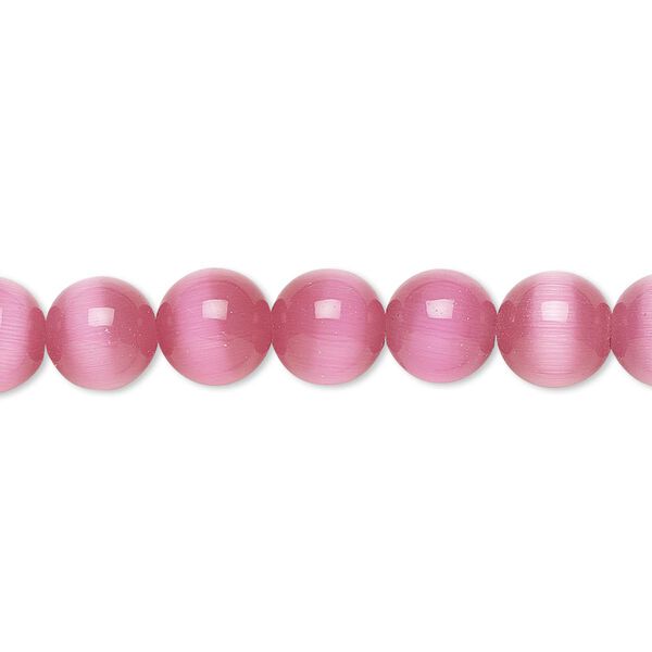 Bead, cat's eye glass (fiber optic glass), dark pink, 8mm round, quality grade. Sold per 15-1/2" to 16" strand. image number 0
