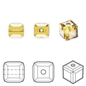 Bead 96pk light topaz, Swarovski® 8mm cube 5601