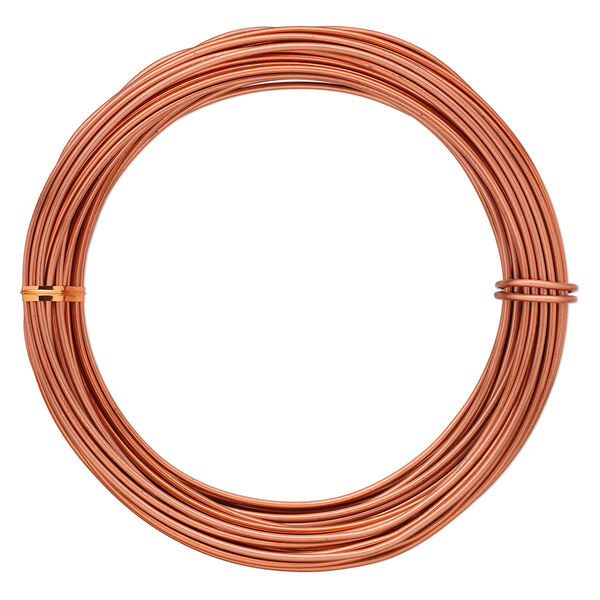 Wire, anodized aluminum, orange copper, 2mm round, 12 gauge. Sold per pkg of 45 feet. image number 0