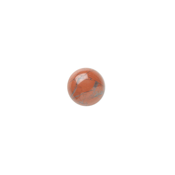 Cabochon, red jasper (natural), 8mm calibrated round, B grade, Mohs hardness 6-1/2 to 7. Sold per pkg of 10. image number 0