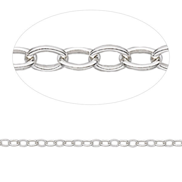 Chain, sterling silver, 1.5mm cable. Sold per pkg of 5 feet. image number 0