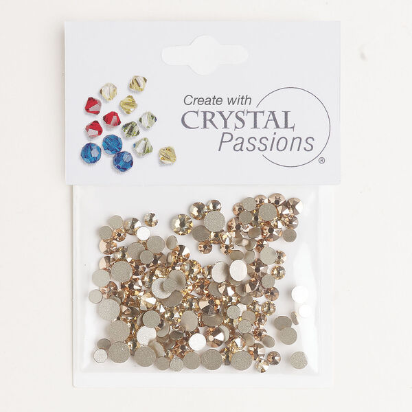 Flat back mix 1pkg144 light Colorado topaz foil back, Crystal Passions&reg; rhinestone 3.00-4.80mm round SS12 / SS16 / SS20 image number 0