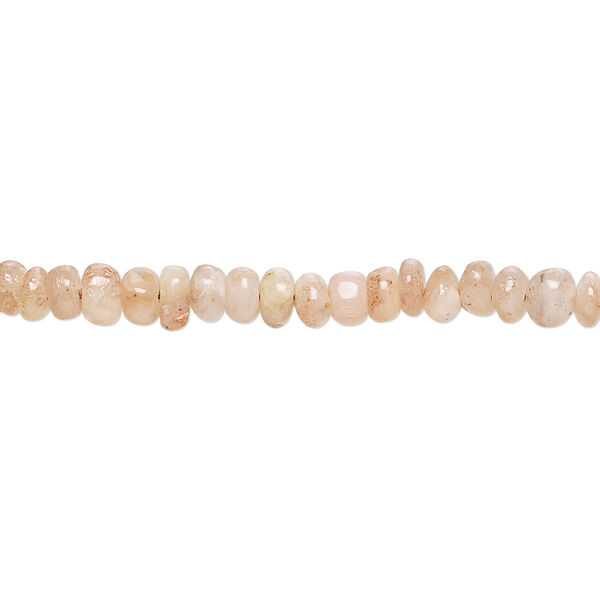 Bead, sunstone (natural), light, 4x2mm-5x4mm hand-cut rondelle with 0.4-1.4mm hole, C- grade, Mohs hardness 6 to 6-1/2. Sold per 13-inch strand. image number 0