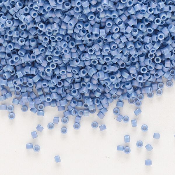 Seed bead, Delica®, glass, pkg/7.5g, #11 round, opaque matte rainbow mermaid blue (DB-2318). image number 0