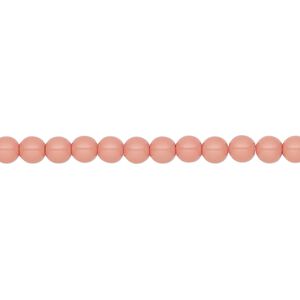 Pearl 50pk salmon rose, Preciosa Czech crystal 4mm round