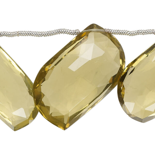 Bead, golden quartz (heated), 23x20mm-31x28mm hand-cut top-drilled faceted puffed curve, B+ grade, Mohs hardness 7. Sold per pkg of 7. image number 0