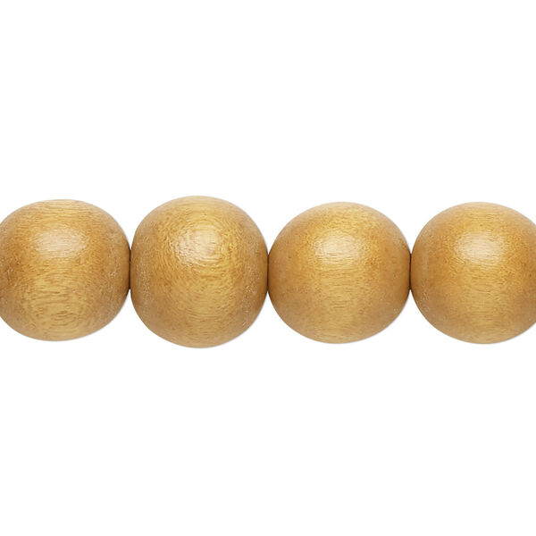 Bead, Taiwanese cheesewood (dyed / waxed), beige, 11-12mm round. Sold per pkg of (2) 15-1/2" to 16" strands. image number 0