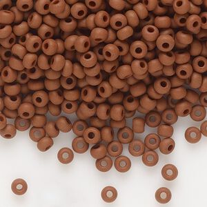 Seed bead, Preciosa Ornela Czech glass, pkg/50g, #8 rocaille, opaque matte brown, (13600).