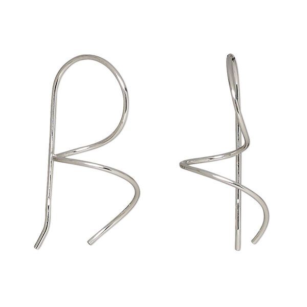 Earring, Create Compliments®, sterling silver, 27mm spiral fishhook. Sold per pair. image number 0