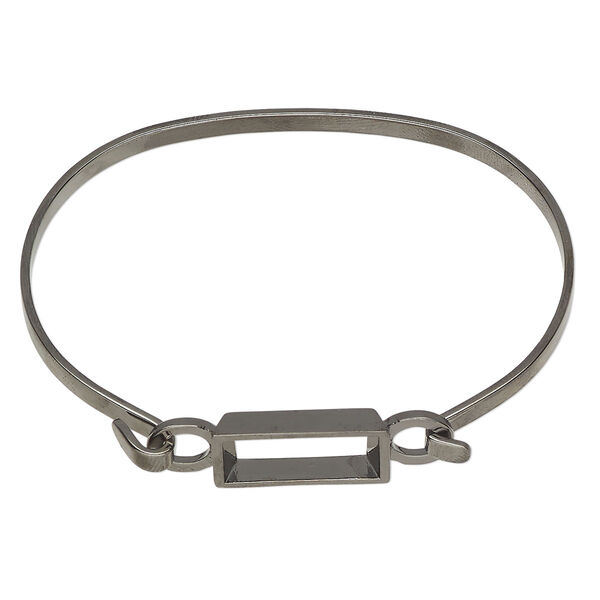 Bracelet, cuff, gunmetal-finished brass, 3.5mm band with 15.5x7mm rectangle and safetyl latch, 6-1/2 inches. Sold individually. image number 0