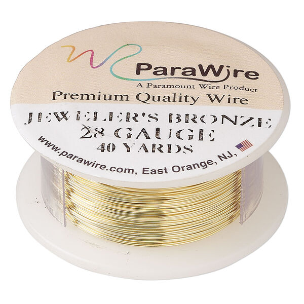 Wire, ParaWire™, brass, jeweler's bronze, round, 28 gauge. Sold per 40-yard spool. image number 0