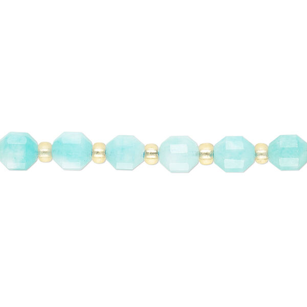 Bead, amazonite (natural), 6mm faceted drum, B grade, Mohs hardness 7. Sold per 8-inch strand, approximately 20 beads. image number 0